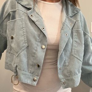 Blue corduroy cropped jacket